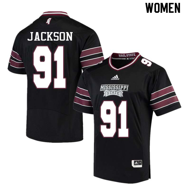 Women #91 James Jackson Mississippi State Bulldogs College Football Jerseys Sale-Black